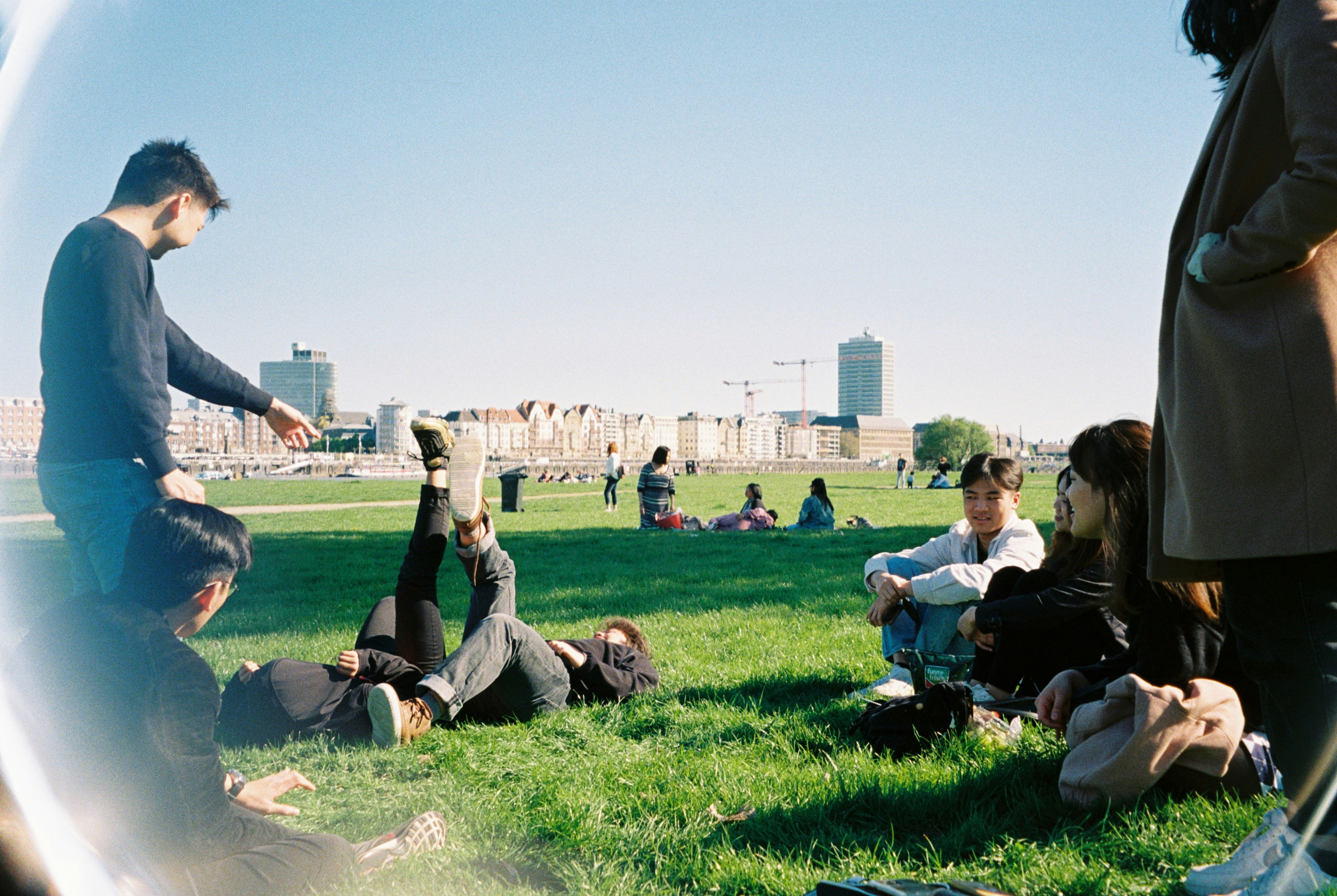 People laying in a park